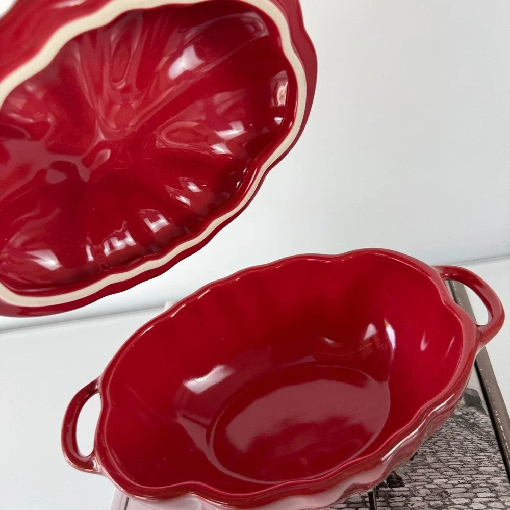 Staub Tomato Cocotte Ceramic 0.5 Qt Cherry Red Stoneware Dish 185335